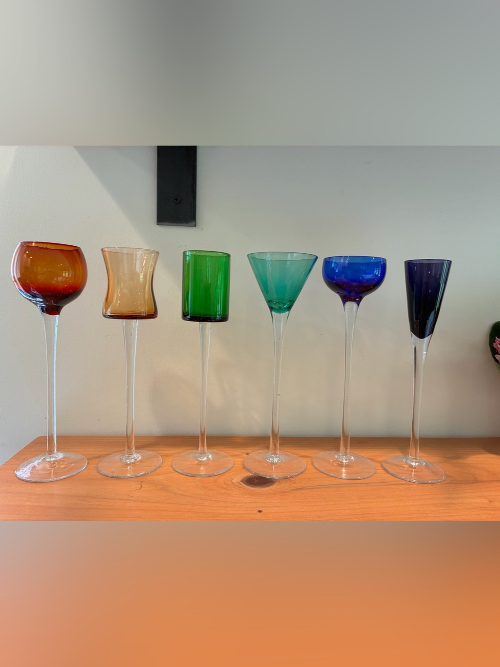 Vintage Harlequin Cordial Glasses Set of 6 Mid Century Modern Mismatched